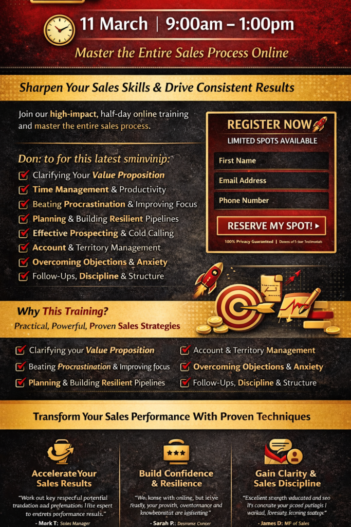 Sales Training 11 March 2026 9am - 1pm